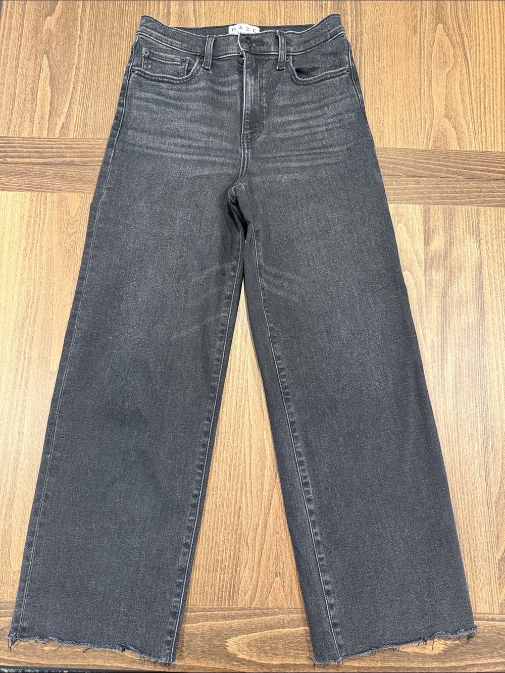 High-Rise Wide Leg Jeans in Charcoal Black